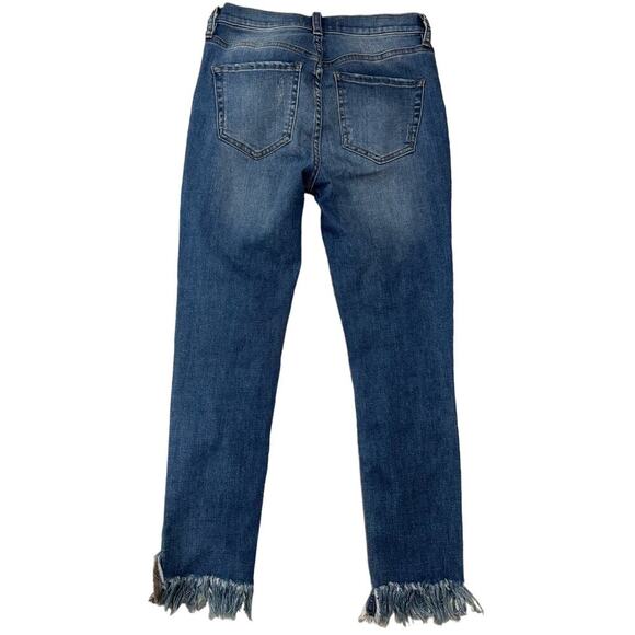 Free People Great Heights Jeans Skinny Frayed Distressed High Rise Blue Size 26 - Picture 4 of 8